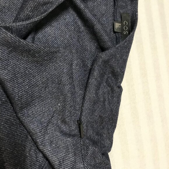COS Sweater Womens Large Navy Blue Wool Cashmere Blend Side Zip Crewneck Knit - Picture 4 of 10